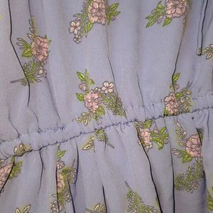 Beautiful Floral Baby Blue Frock