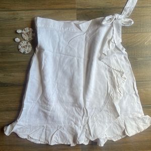 H&M New Off White Wrap Skirt With Ruffles