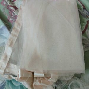 Peach Color Party Wear Net Heavy Dress