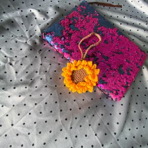 Sunflower Bag Charm Pouch Keychain