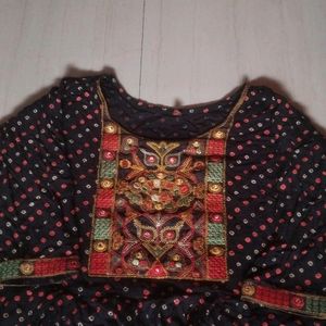 Bandhani Print Katchi Patch Peplum Top