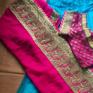 Pink Blue Lehenga Choli