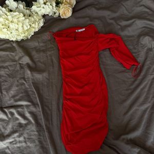 bodycon red polyamide dress