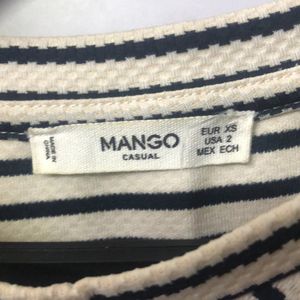 Mango Black And White Striped Dress