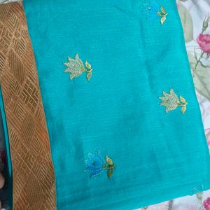 Sky Colour Gorgette Saree