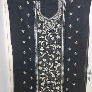 Cotton Hand Embroided kurta Cloth +matching Earrin