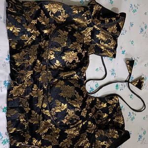 Black Blouse Golden Print