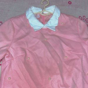 Stylish Korean Top Pink And White Koller