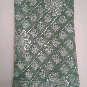 Caribbean Green Chiffon Saree