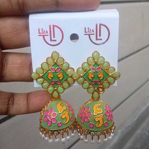 Green Colour Earrings For Women And Girls