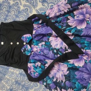 Black Flowers Print Dress