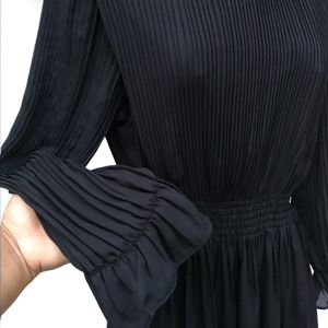 Black Pleaded Flared Mini Dress