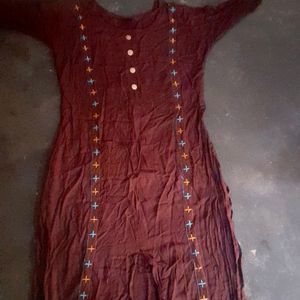 Burgundy Color Kurti Rayon Far Dally Use