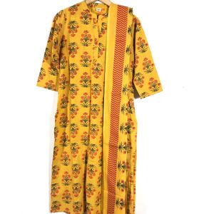 Mustard Yellow Printed Kurta & Dupatta (Women’s)