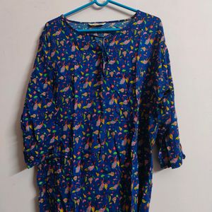 Blue Peacock Printed Top