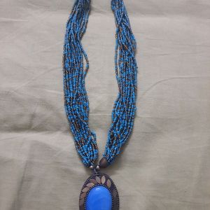 Blue Beads Long Necklace