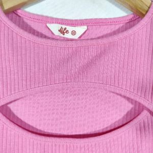 Pink Front Cutout Top