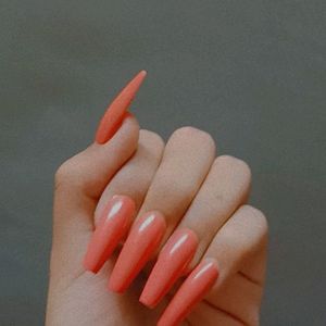 Coral Long Nails