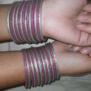 Silver and Purple Glitter Bangles