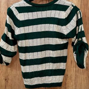 green shimmer wool top