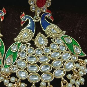 Meenakari Work Peacock Shaped Ethnic Drop Earrings