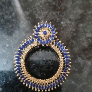 Beautiful Blue And Golden Earrings