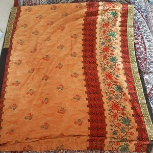 Orange Gold Saree With Blouse