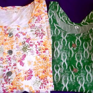 New 💥cotton Kurti (Green ,white Floral)