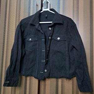 Black Cotton Denim Jacket