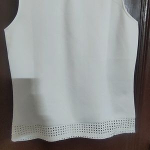 Women White Net Top