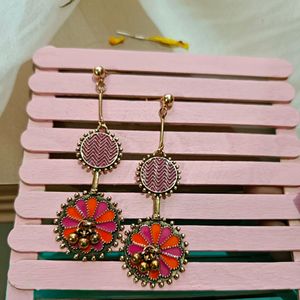 Gold Plated Dual Colored Earrings