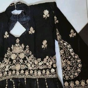 Designer Black Zari Work Long Anarkali Frock