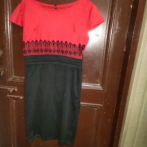 Women Korean Dress Red Black