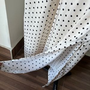 H&M Satin, Polka Dot Long Skirt With Slits