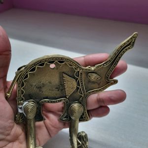 Brass Hook With Elephant Motif Dhokra Art