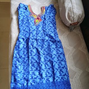 Blue Georgette Embroidery Kurta