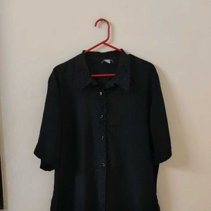 Oversized Black Collar Shirt