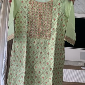 Pista Green Full Set Salwar Sharara Dupatta