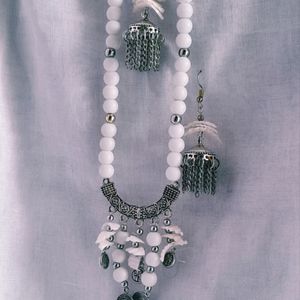 White And Silver Beads Jewelry.