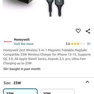 Honeywell Zest Wireless 3 In 1 Foldable Charge