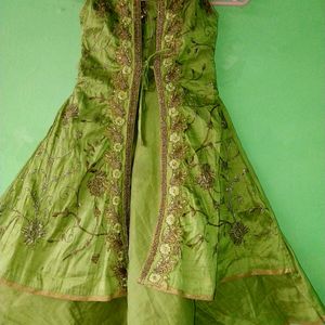 Jari Work Gown For Kids || Girls #pista Green