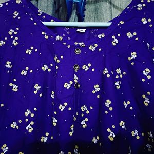 Beautiful Purple Kurti With Flowers