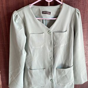 Shoulder Pad Mint Green Korean Jacket/blazer