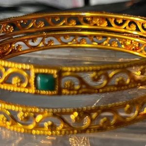 Beautiful Gold Bangles And Daily Wear Red Bangle