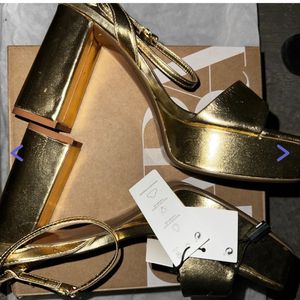 ZARA golden Heels With Tags