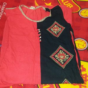 Red And Black  Colour Kurti