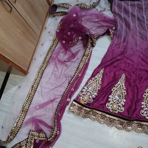 Heavy Work Lehanga Cum Saree With Stitched Blous