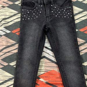 Black Studded Kids Jeans