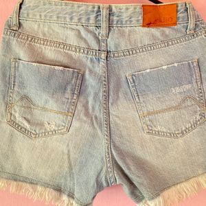 AJIO washed denim shorts