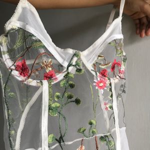 Floral Lace Embroidered Bustier Bodysuit